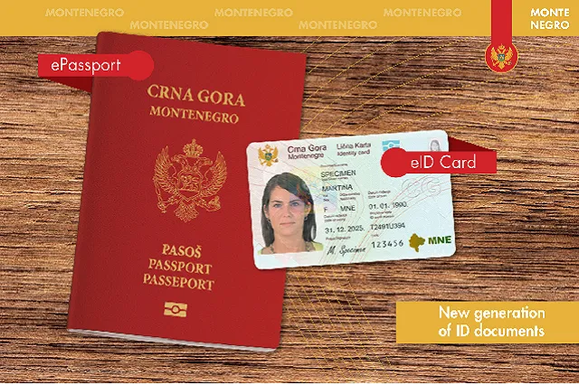 nova lična karta crna gora pasoš crne gore 2020 novi biometrijski eid montenegro ID card passport MNE nationality